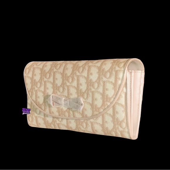 Christian Dior John Galliano Vintage Beige Trotter Monogram Logo Leather Wallet - Picture 8 of 16